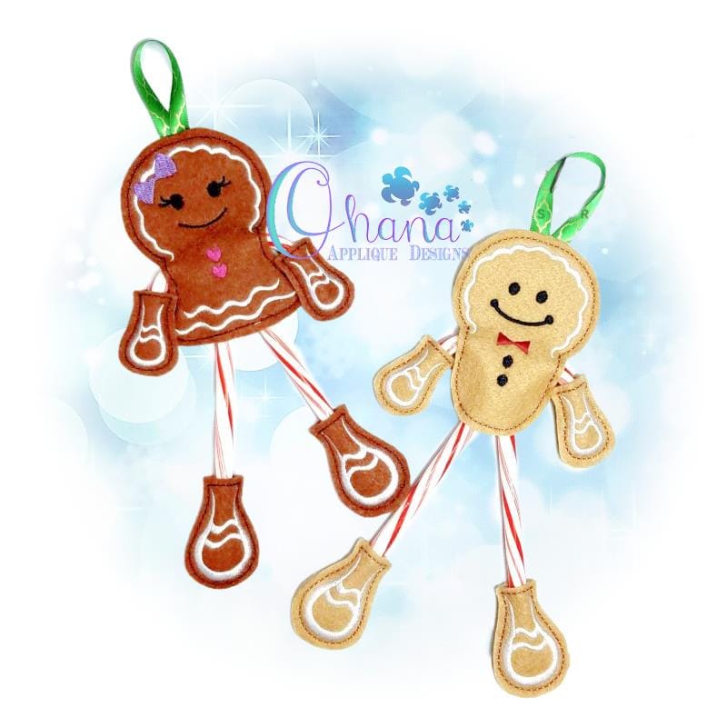 Gingerbread Candy Cane Holder Ohana Applique Designs