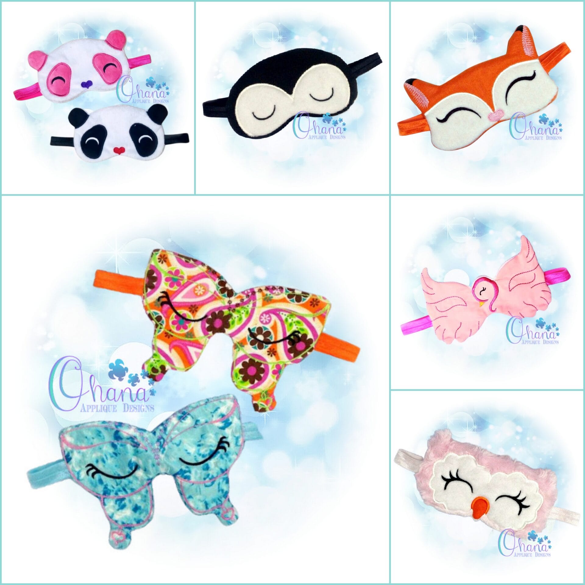 Sleep Mask Pack Embroidery Designs Ohana Applique Designs