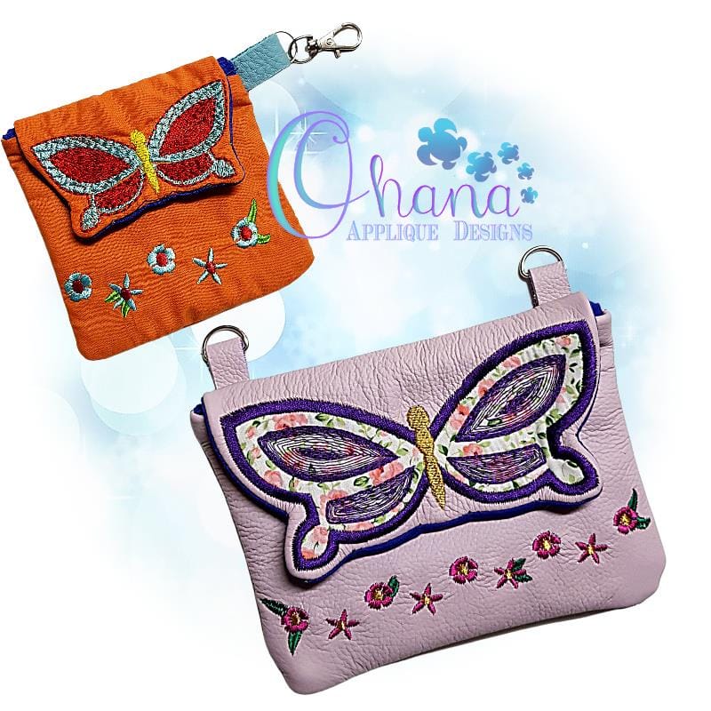Butterfly Flap Bag Purse Embroidery Design OAD