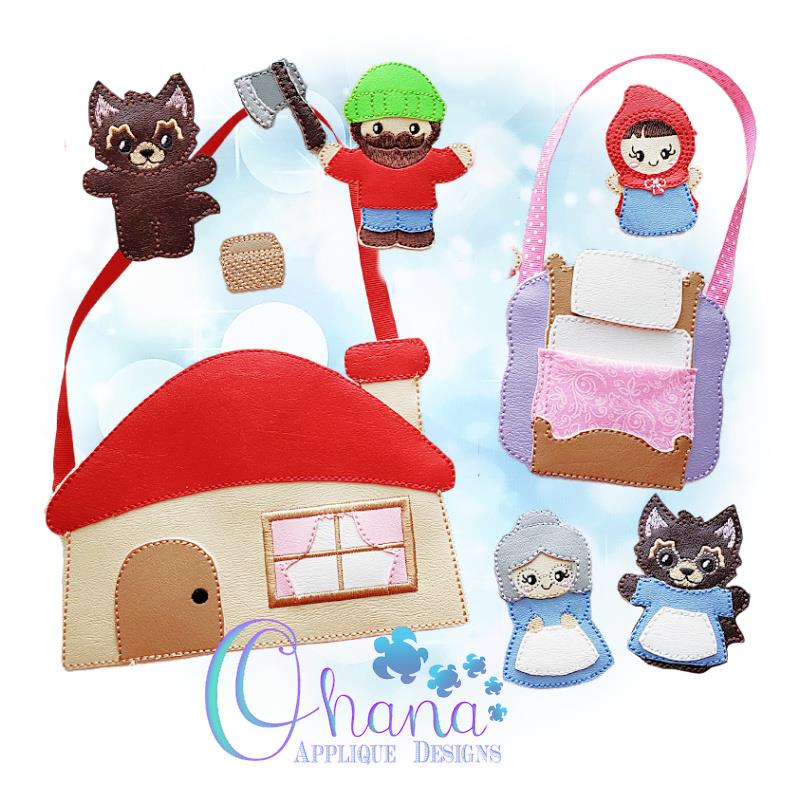 Red Riding Hood Finger Puppets Embroidery Ohana Applique Designs