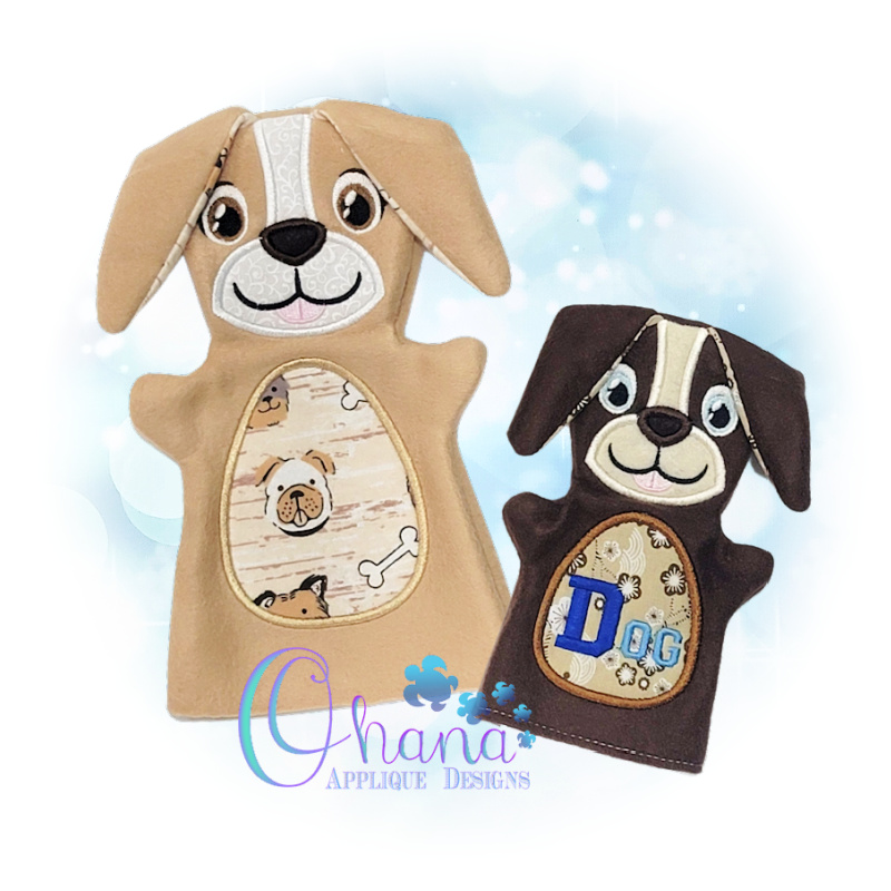 Dog Hand Puppet Embroidery Design Ohana Applique Designs