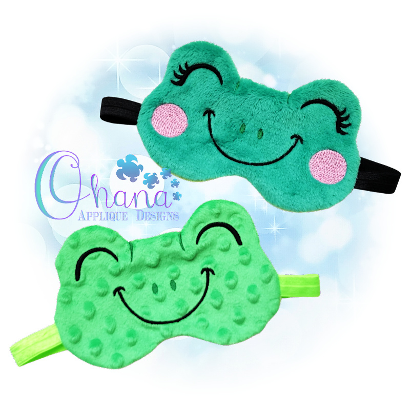 Frog Sleep Mask Embroidery Design Ohana Applique Designs
