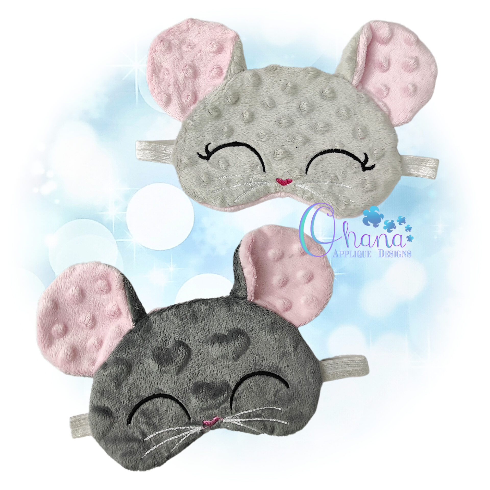 Mouse Sleep Mask Embroidery Design Ohana Applique Designs