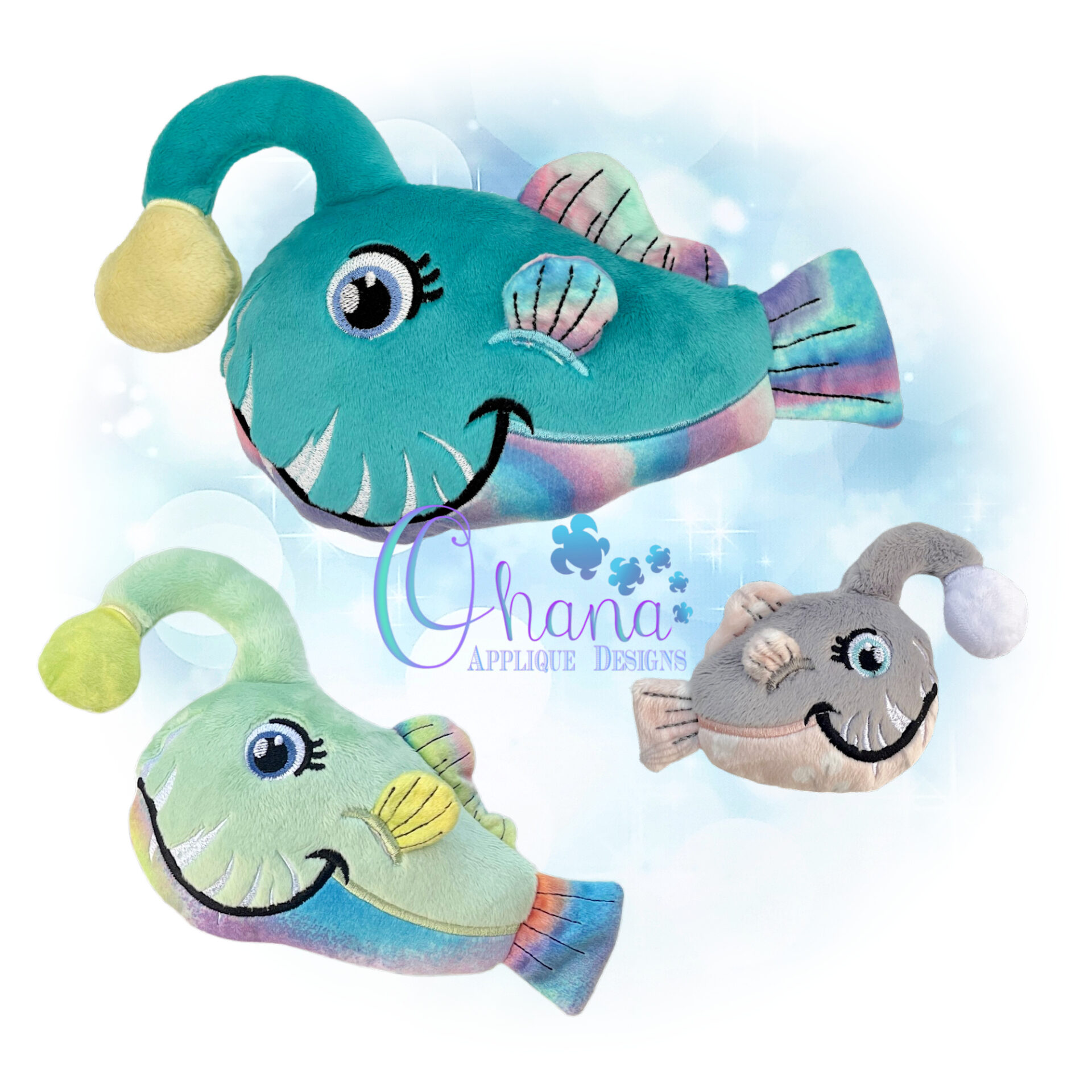 Angler Fish Stuffie Embroidery Design Ohana Applique Designs