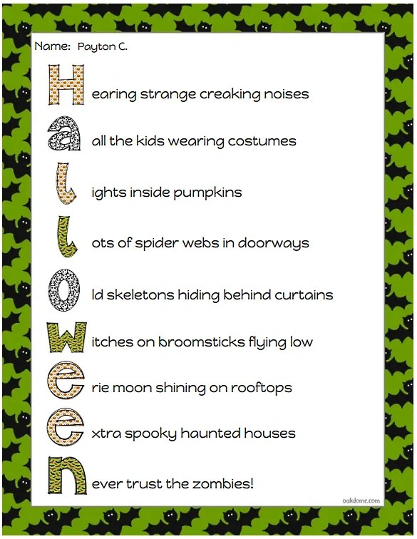 Halloween | Acrostic Generator