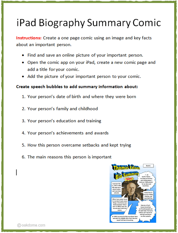 iPad Brief Biography Comic K5 Technology Lab