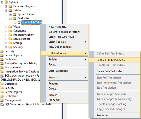 SQL FileTables and Full Text Search