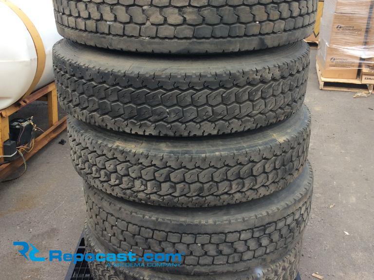 Lot of (5) semi truck drive tires on...