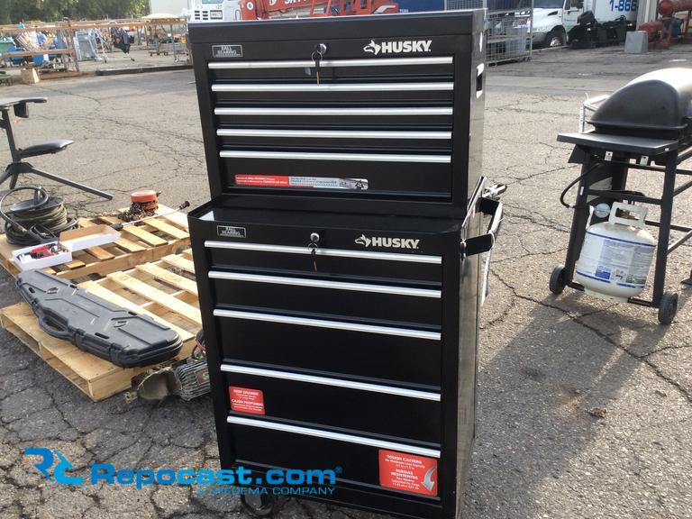 Lot of (2) Husky tool boxes, on wheels...
