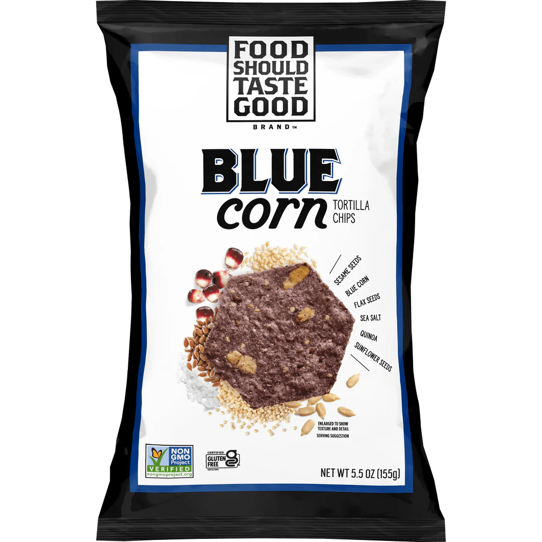 Food Should Taste Good Tortilla Chips, Blue Corn, 5.5oz (Pack of 12