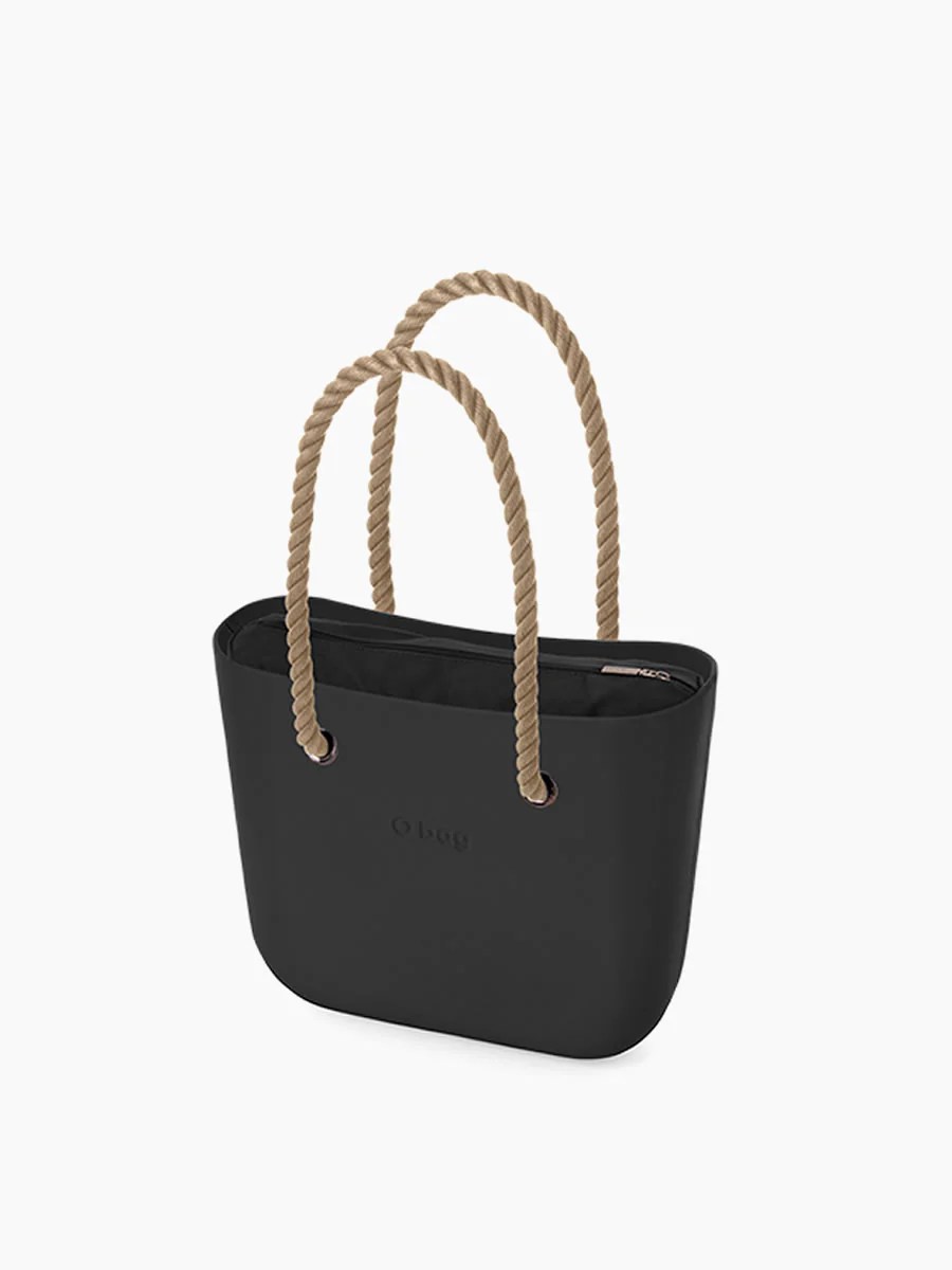 O bag Classic Black Combo with black inner and Rope Handles O bag UK