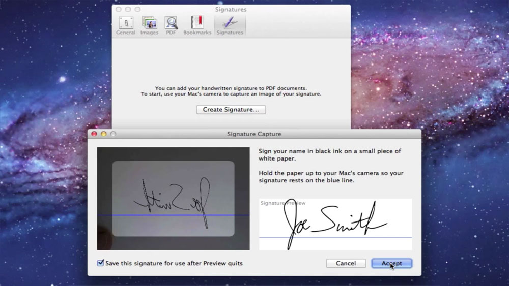 How to Sign PDF Using Mac OS X Preview and Facetime Camera [video