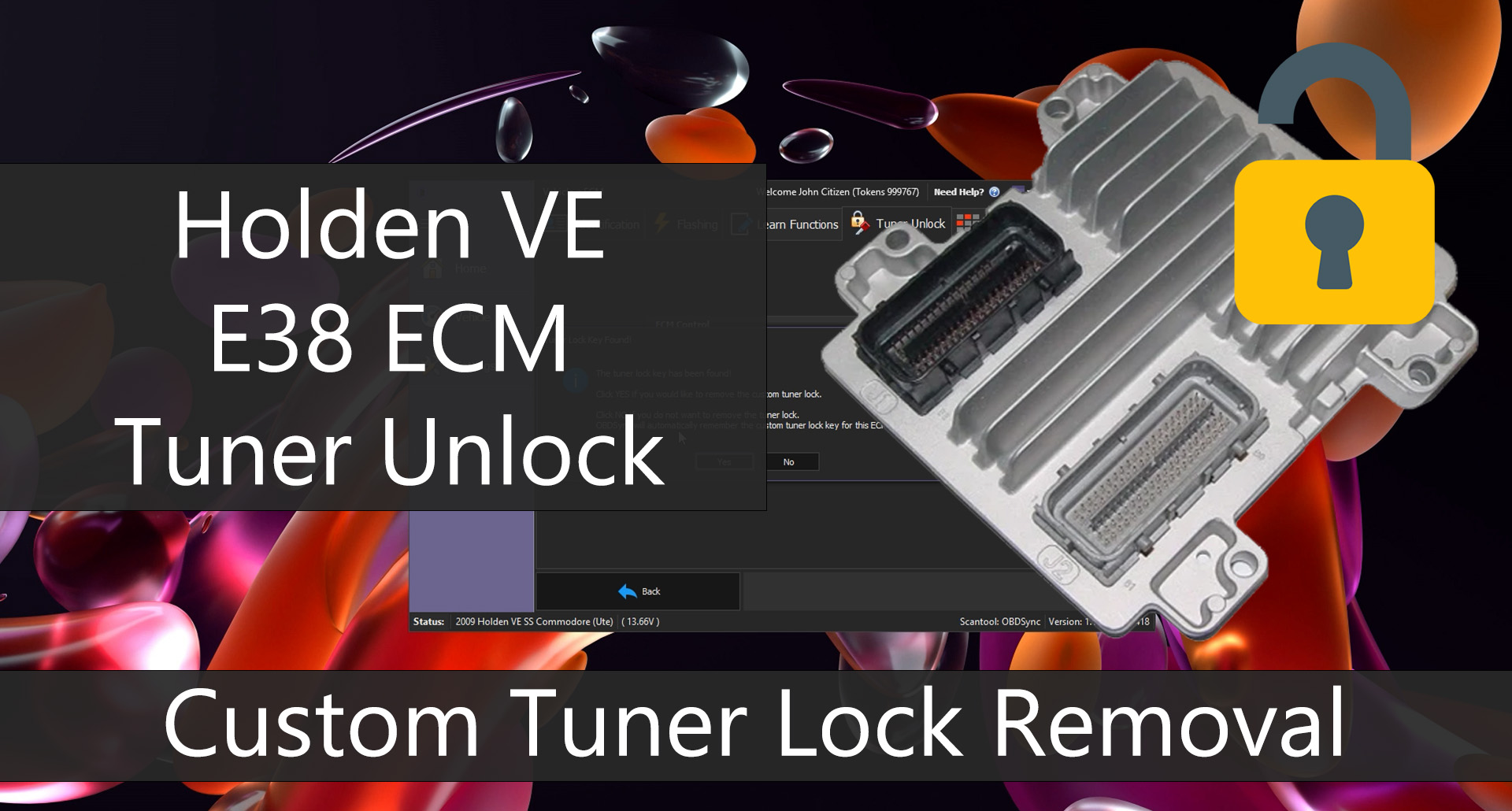 Holden VE E38 Engine Control Module (ECM) Tuner Lock Removal and