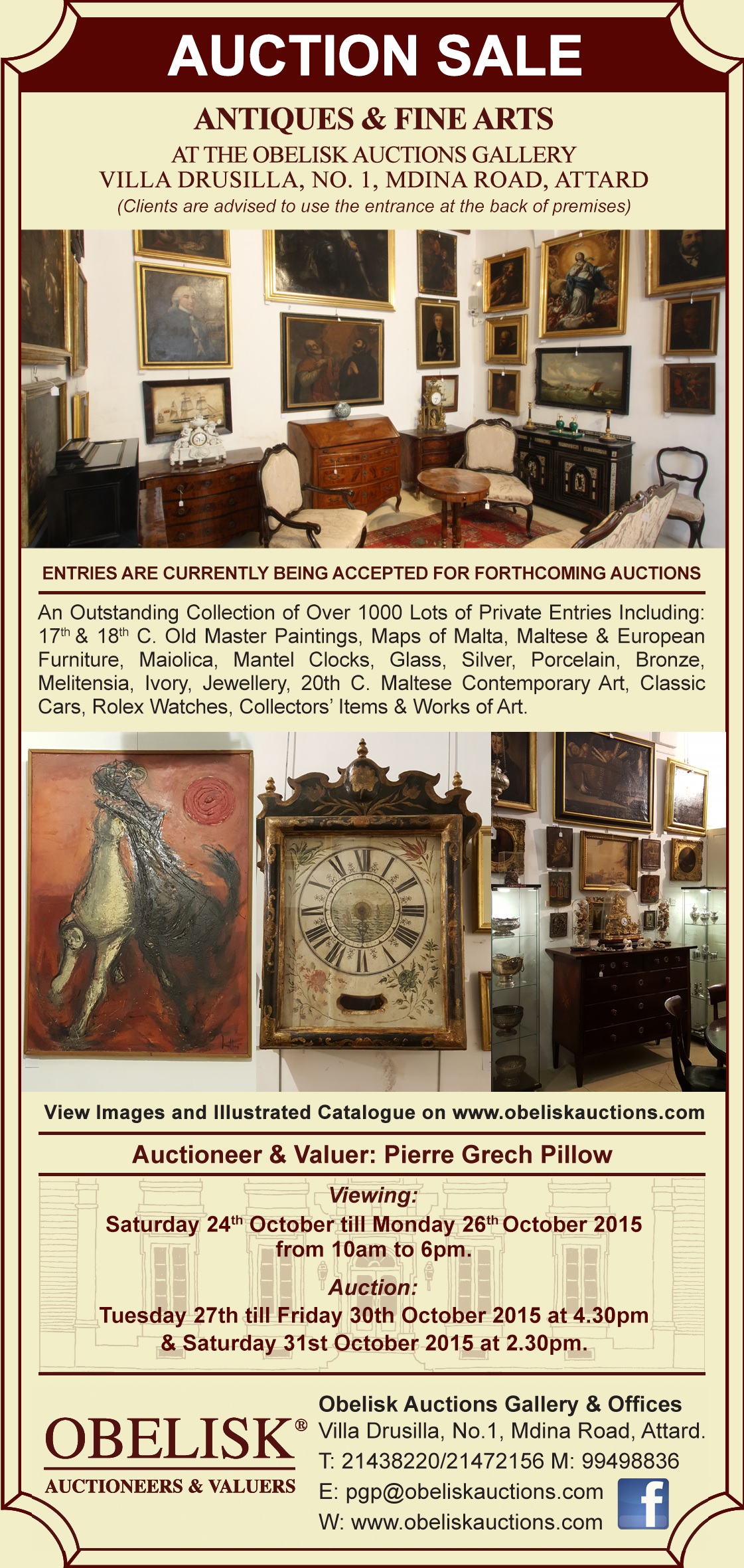 October 2015 Antiques & Fine Arts Auction Obelisk Auctioneers & Valuers