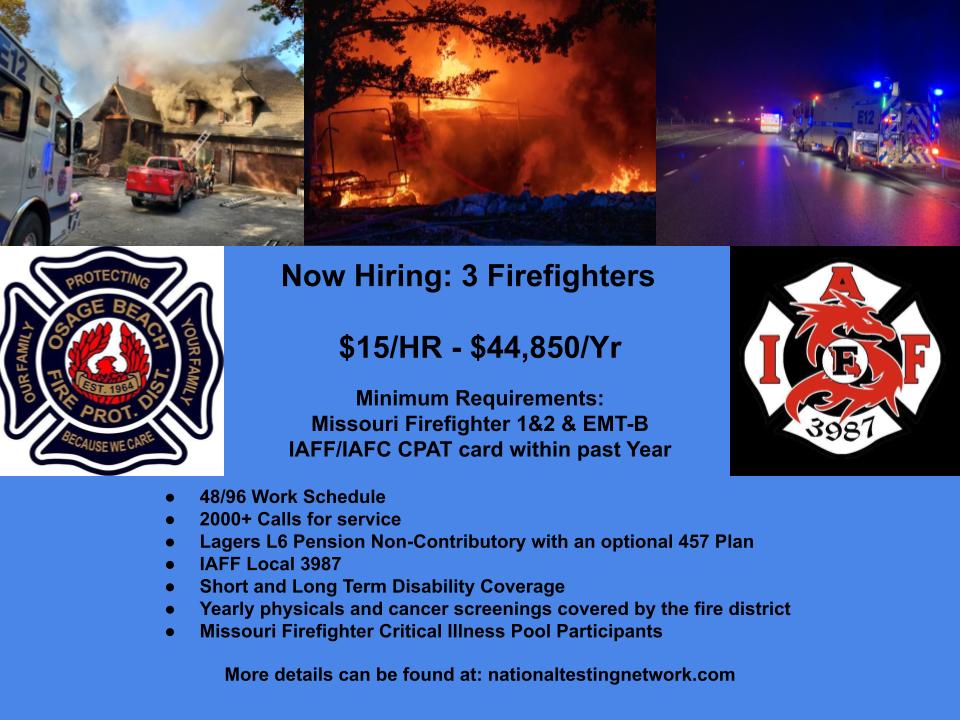 NOW HIRING! Osage Beach Fire Protection District