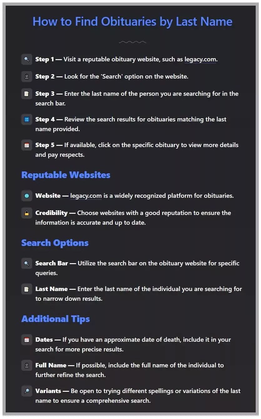 Find Obituaries by Last Name Recent Obituaries & Family Tribute