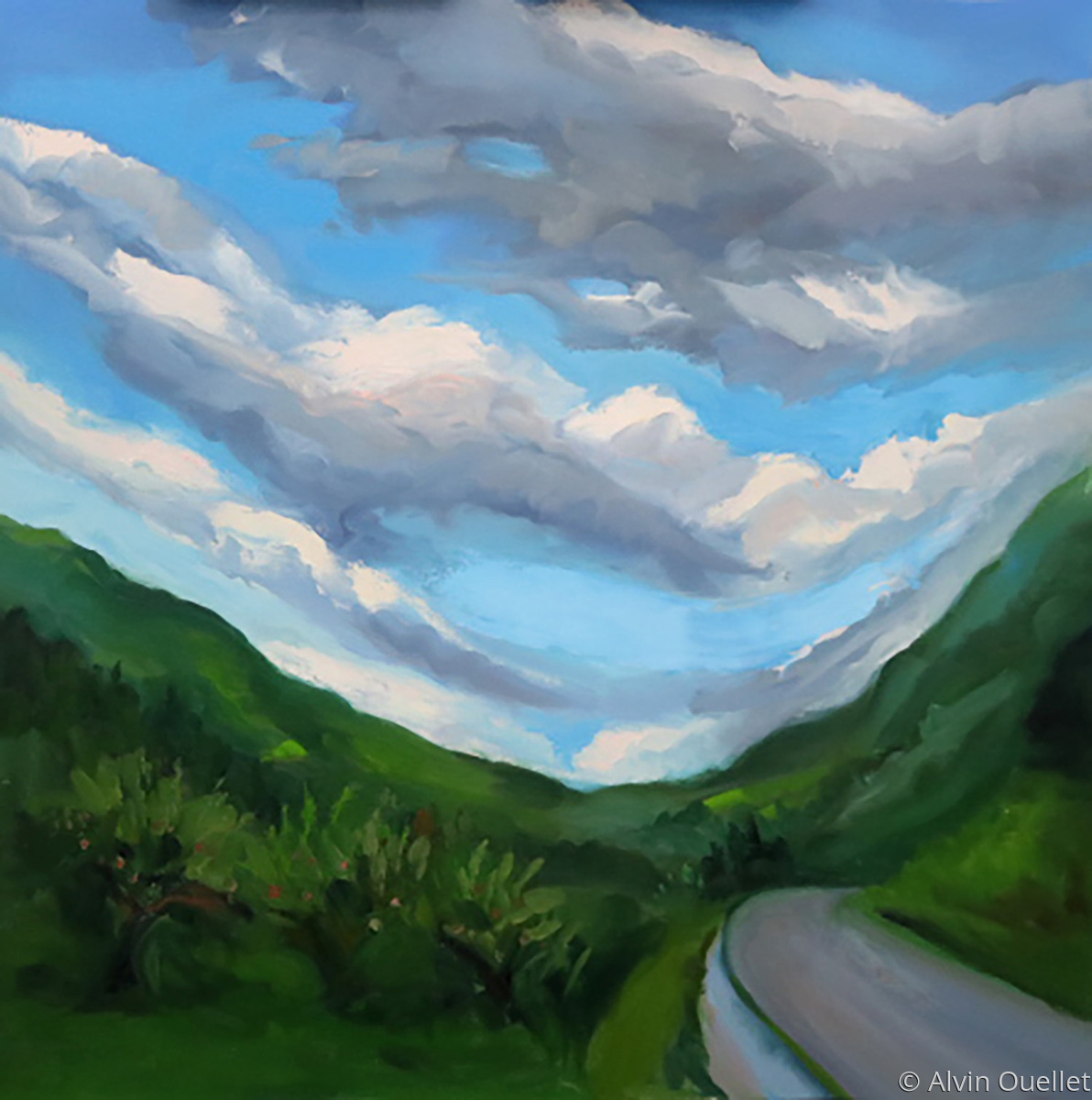 "Jaeschke's Orchard Summer Eve" (Original art by Alvin Ouellet)