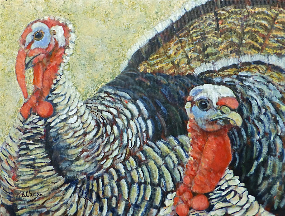 "Two Turkeys SOLD" (Original art by Barbara Chase)