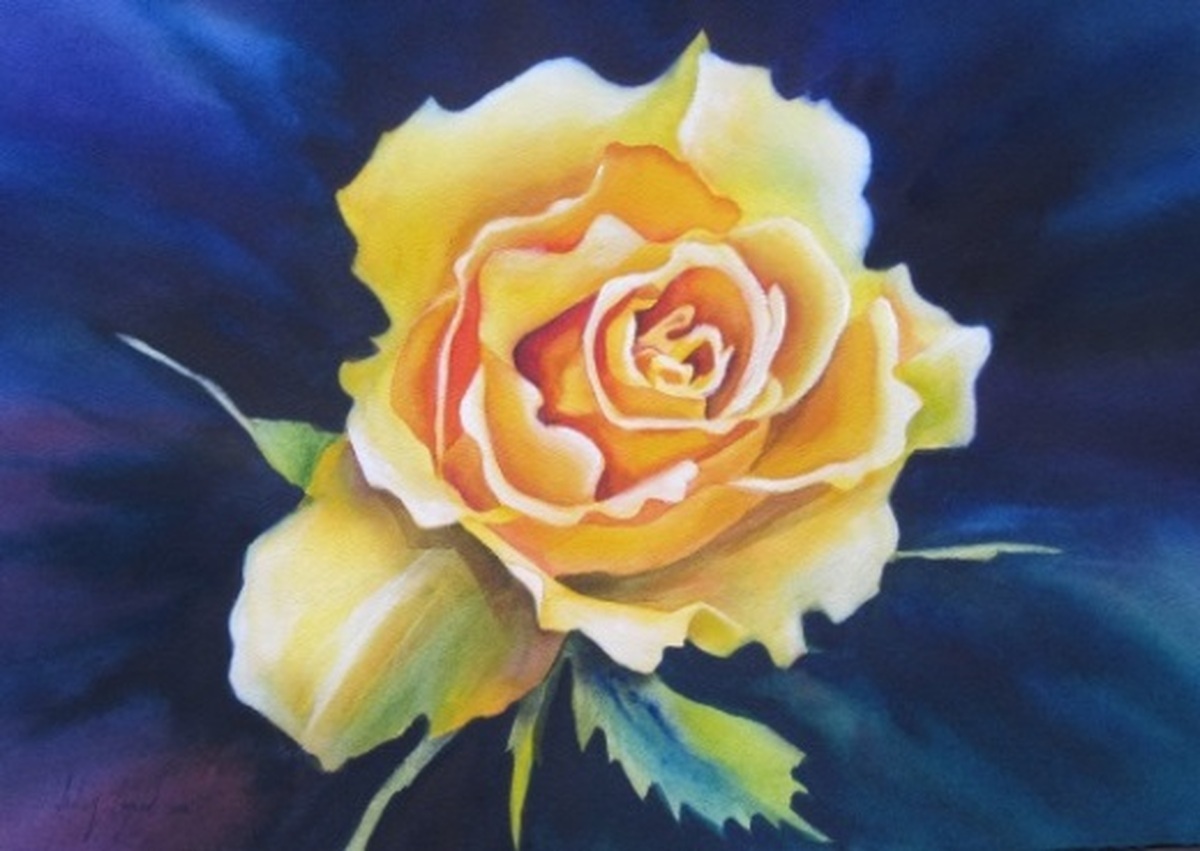 Painting "YELLOW ROSE 3" (Original art by Janick Lorion)