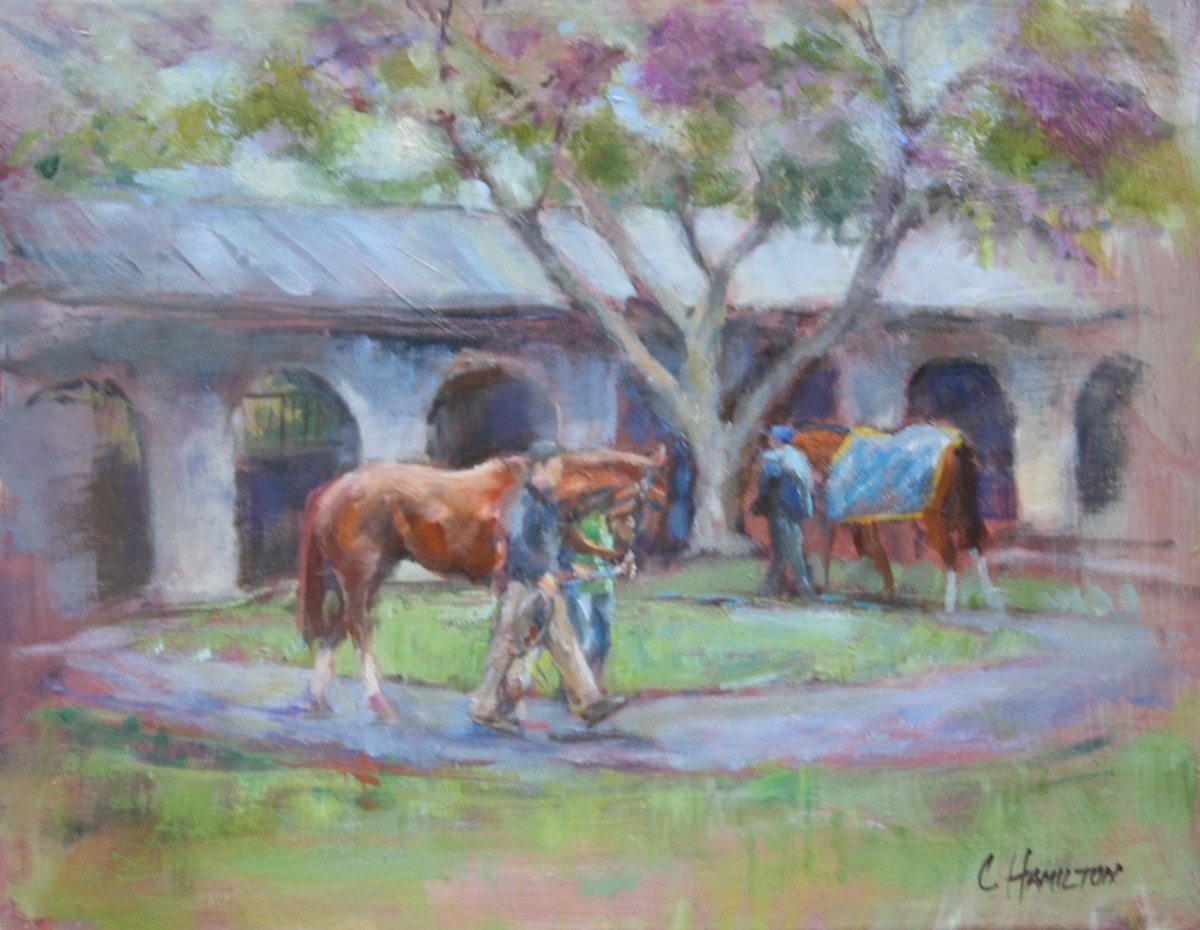 Painting "Keeneland Paddock" (Original art by cissy hamilton)