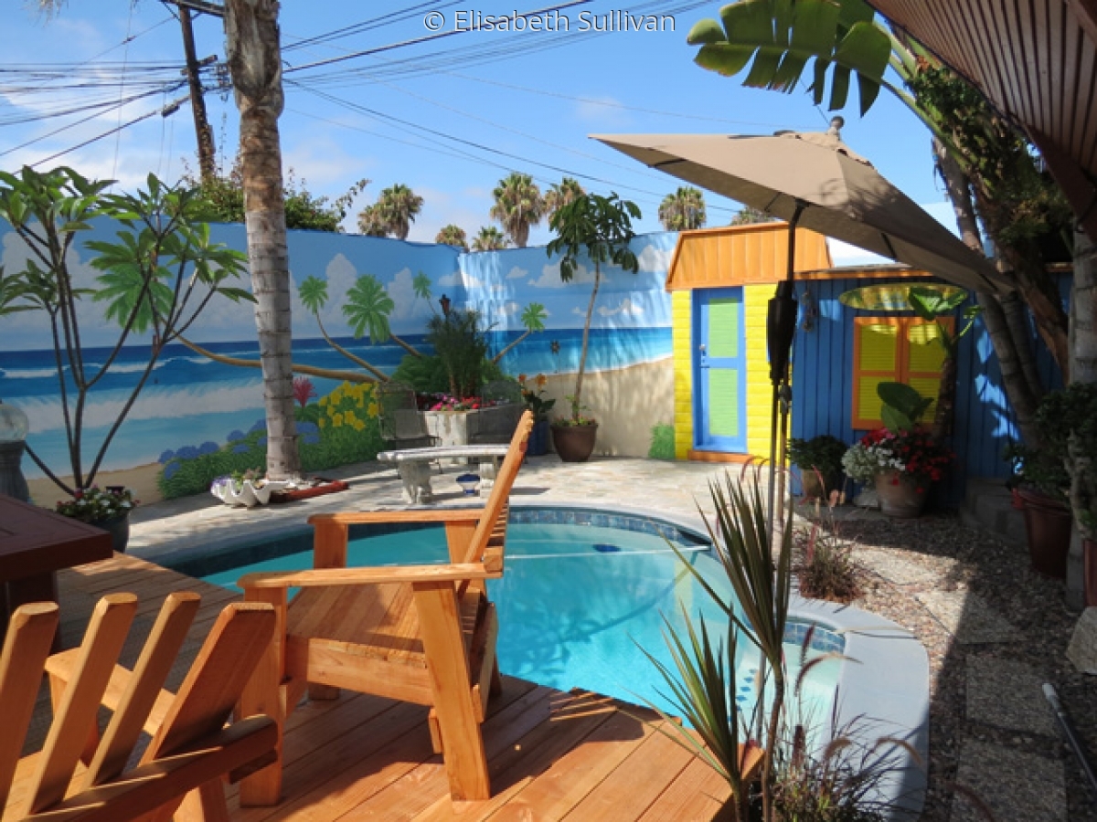 "tropical patio mural" (Original art by Elisabeth Sullivan)