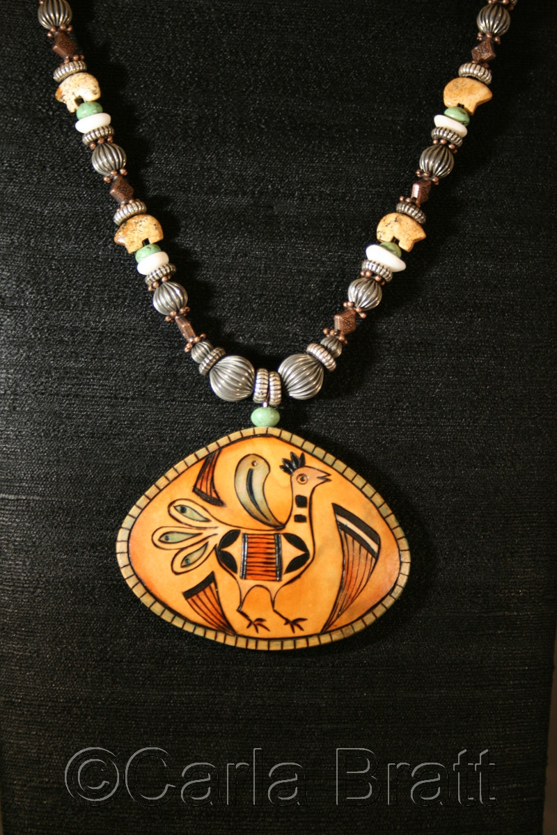 Jewelry "Zuni Bird Gourd Necklace" (Original art by Carla Bratt)