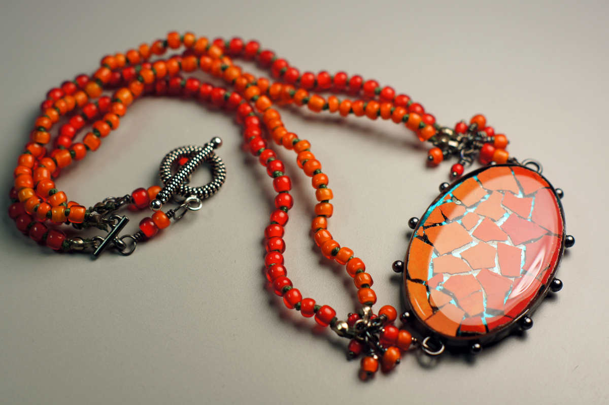 Jewelry "Eggshell Mosaic Necklace" (Original art by HUWBijoux)