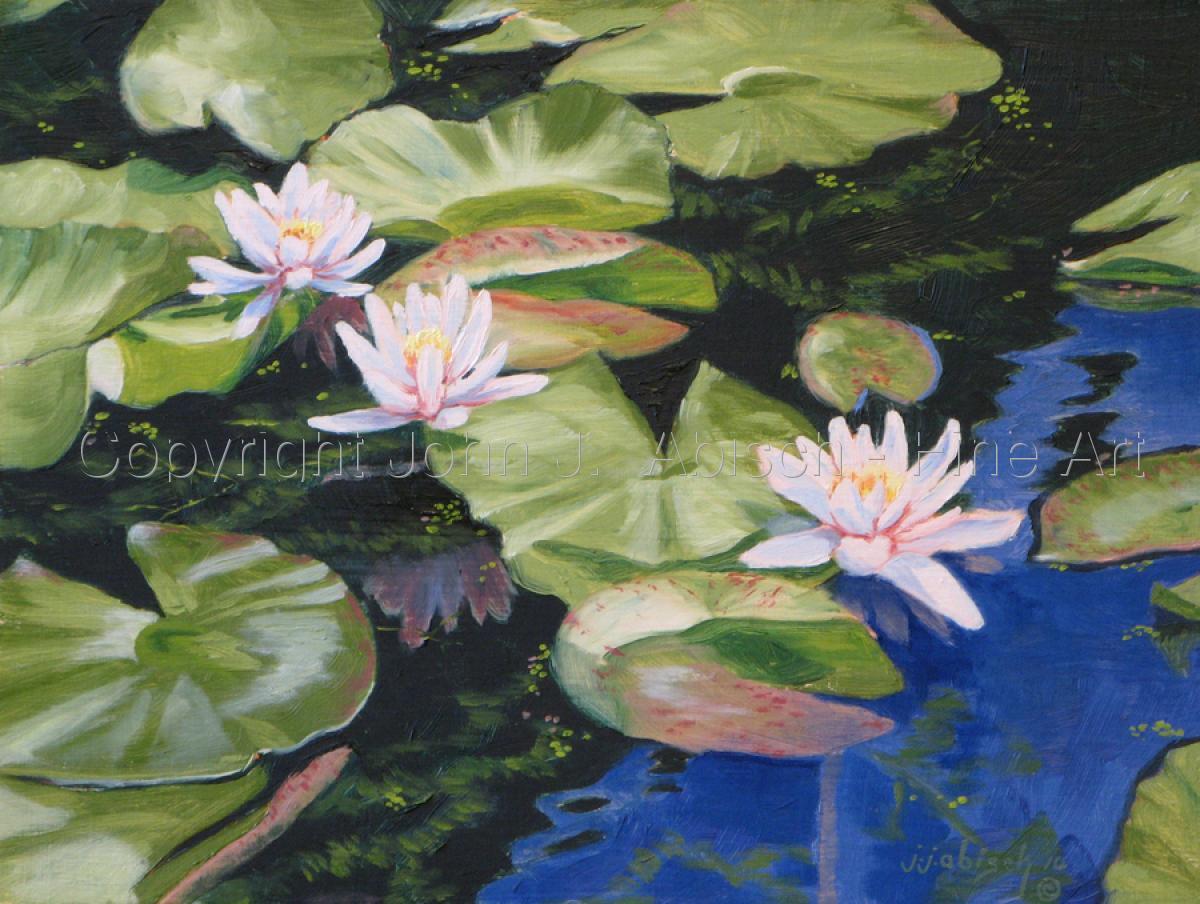 Botanical Oil Paintings Lily Pads by John J. Abisch Fine Art