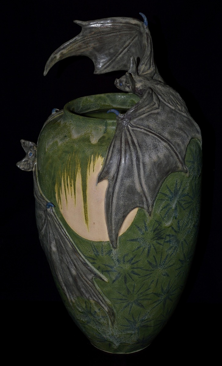 Ceramics "Amphora Bats Vase with three bats!" (Original art by