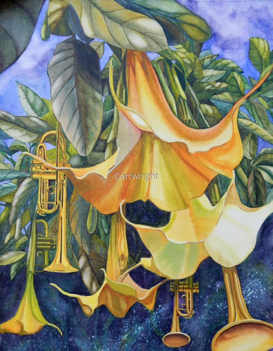 Painting "Trumpet Plant" (Original art by Katharine A. Cartwright)