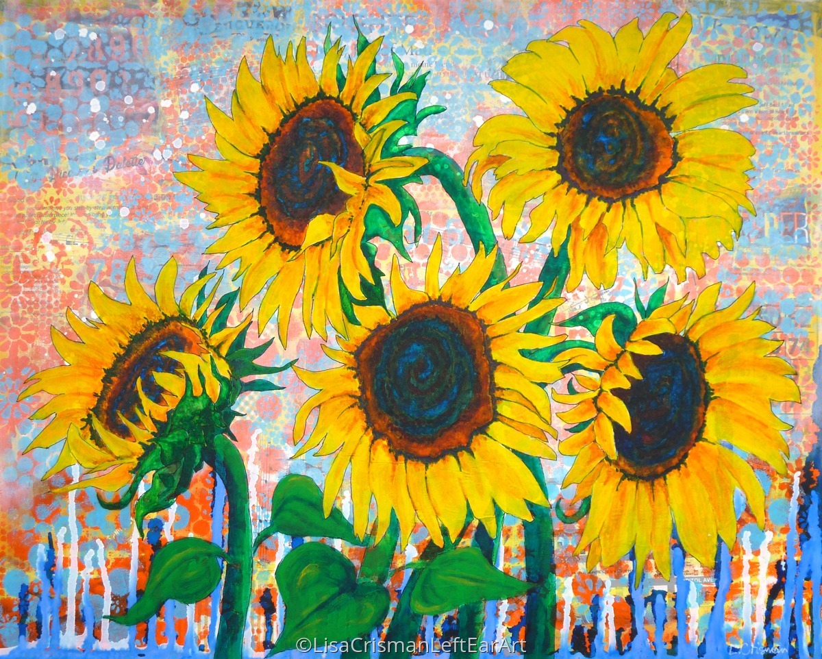 Mixed Media "Joy of Sunflowers Desiring" (Original art by Lisa