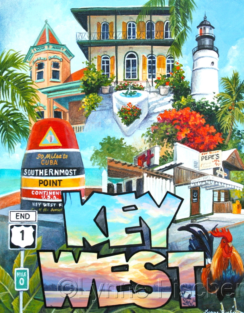 "A Key West Collage" (Original art by Lynne Fischer Studios)