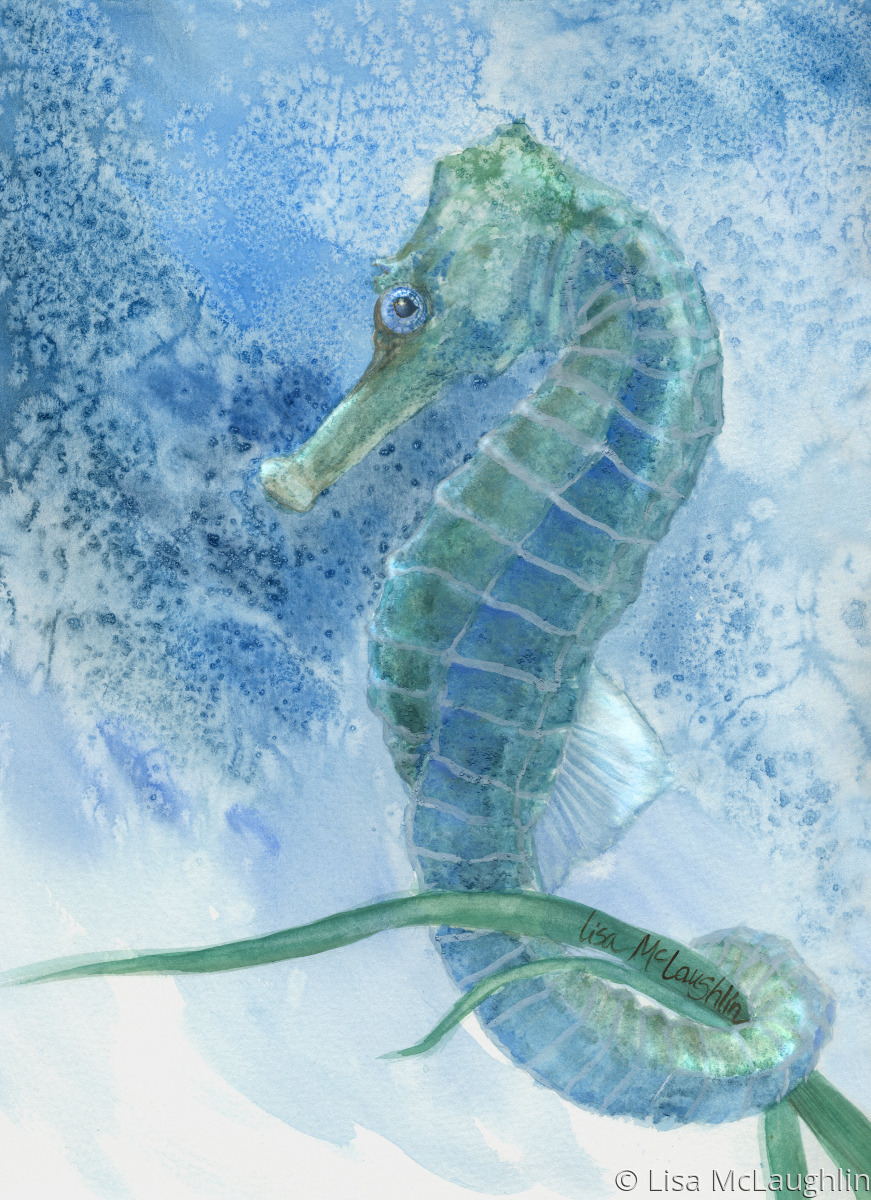 Painting "Blue Seahorse" (Original art by Lisa McLaughlin)