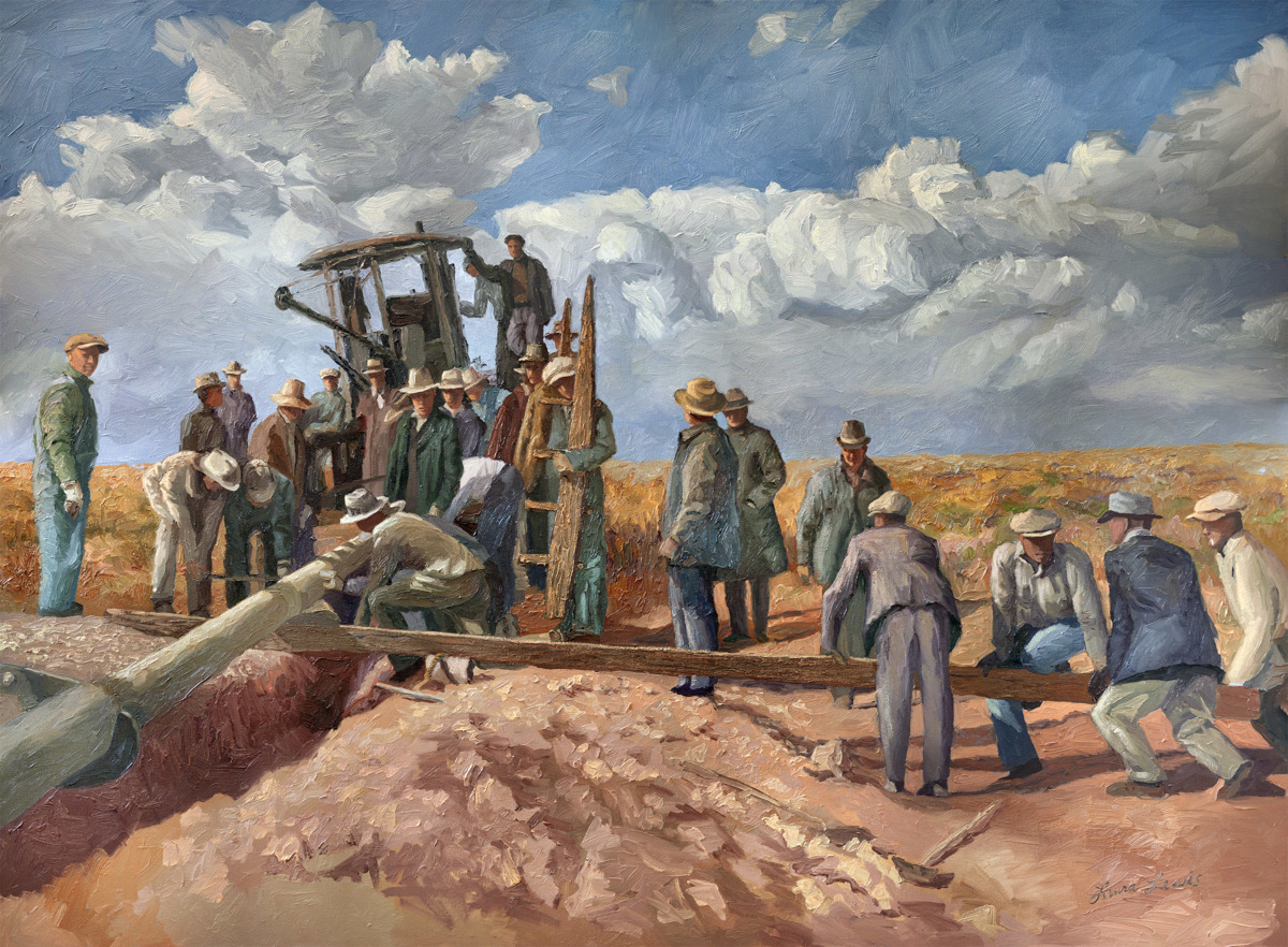 Painting "West Texas Pipeline" (Original art by Laura Lewis)