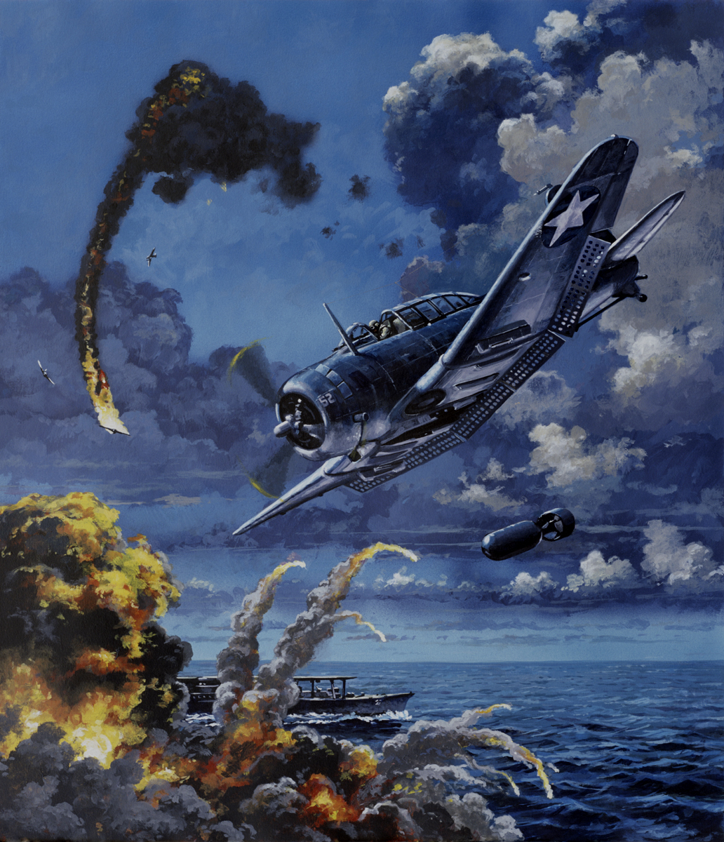 Realist Paintings 1942 Pacific Air War USA by The art of mike bates