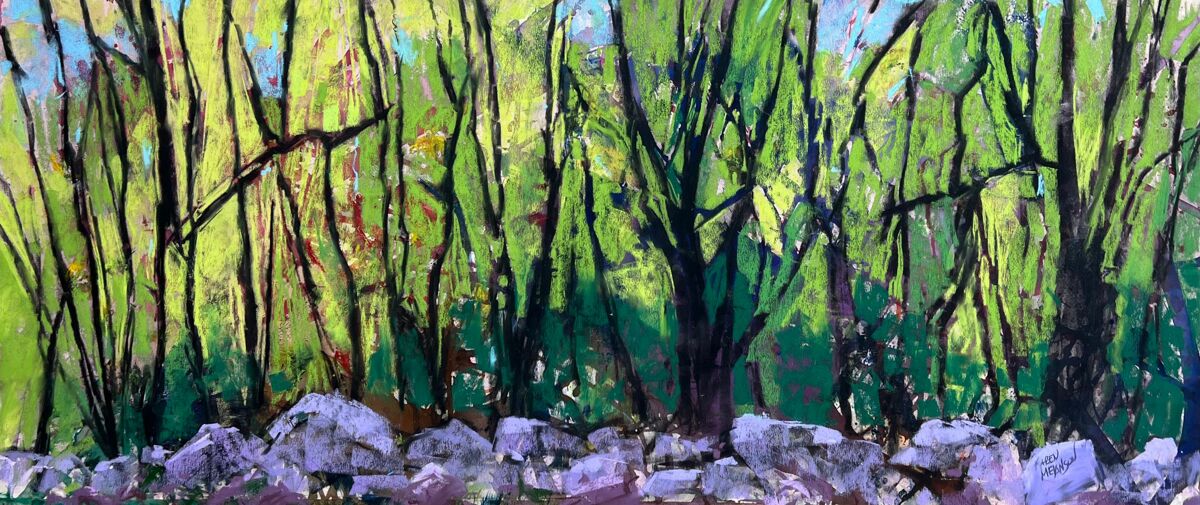 Painting "Beyond the Stone Wall" (Original art by Four Corners Gallery)