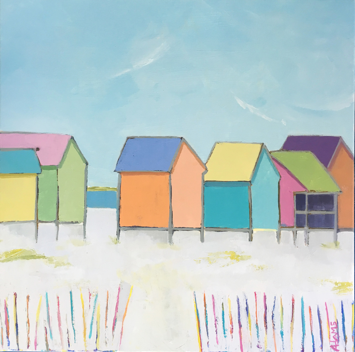 Painting "Beach Cabanas" (Original art by Phyllis Dobbyn Adams)