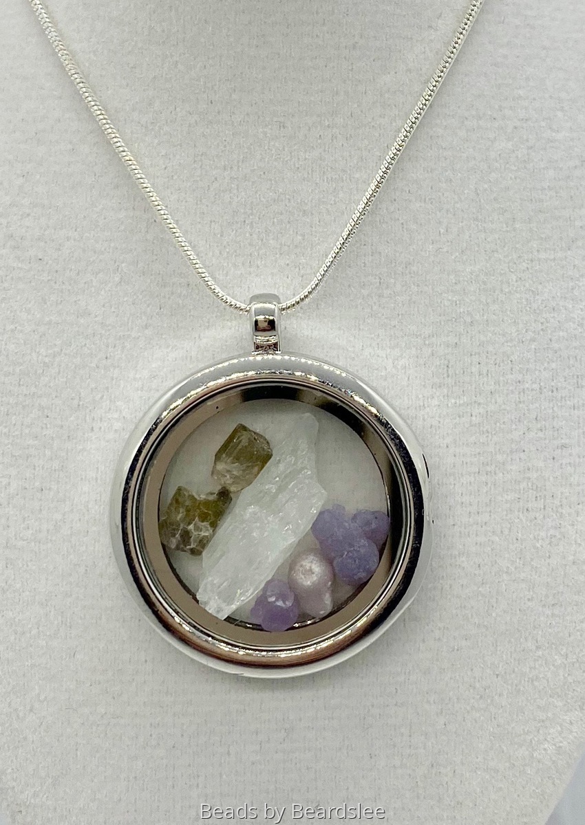 Jewelry "Gemstone Glass Locket Necklace" (Original art by Beads by