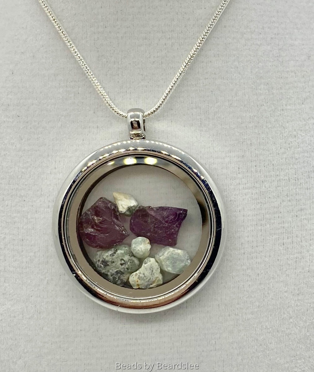 Jewelry "Gemstone Glass Locket Necklace" (Original art by Beads by