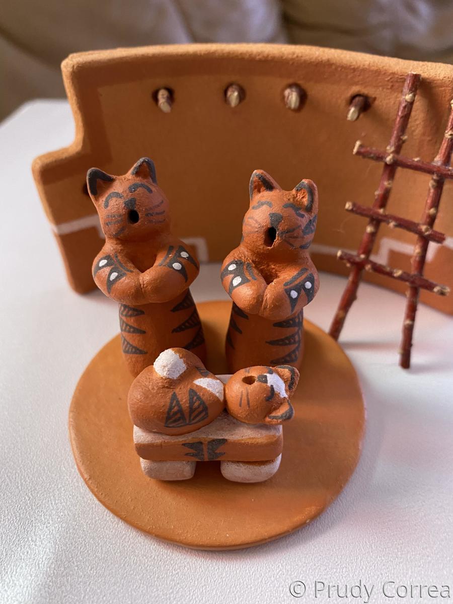 Ceramics and Pottery "Cat nativity scene" (Original art by Prudy Correa)