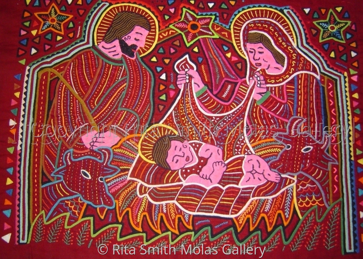 "Nativity Scene Christmas Molas San Blas Panama" (Original art by Mola