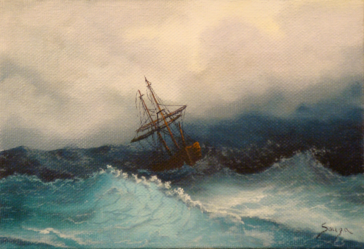 Painting "Ship in Storm 1" (Original art by Ron's Tropical Art)