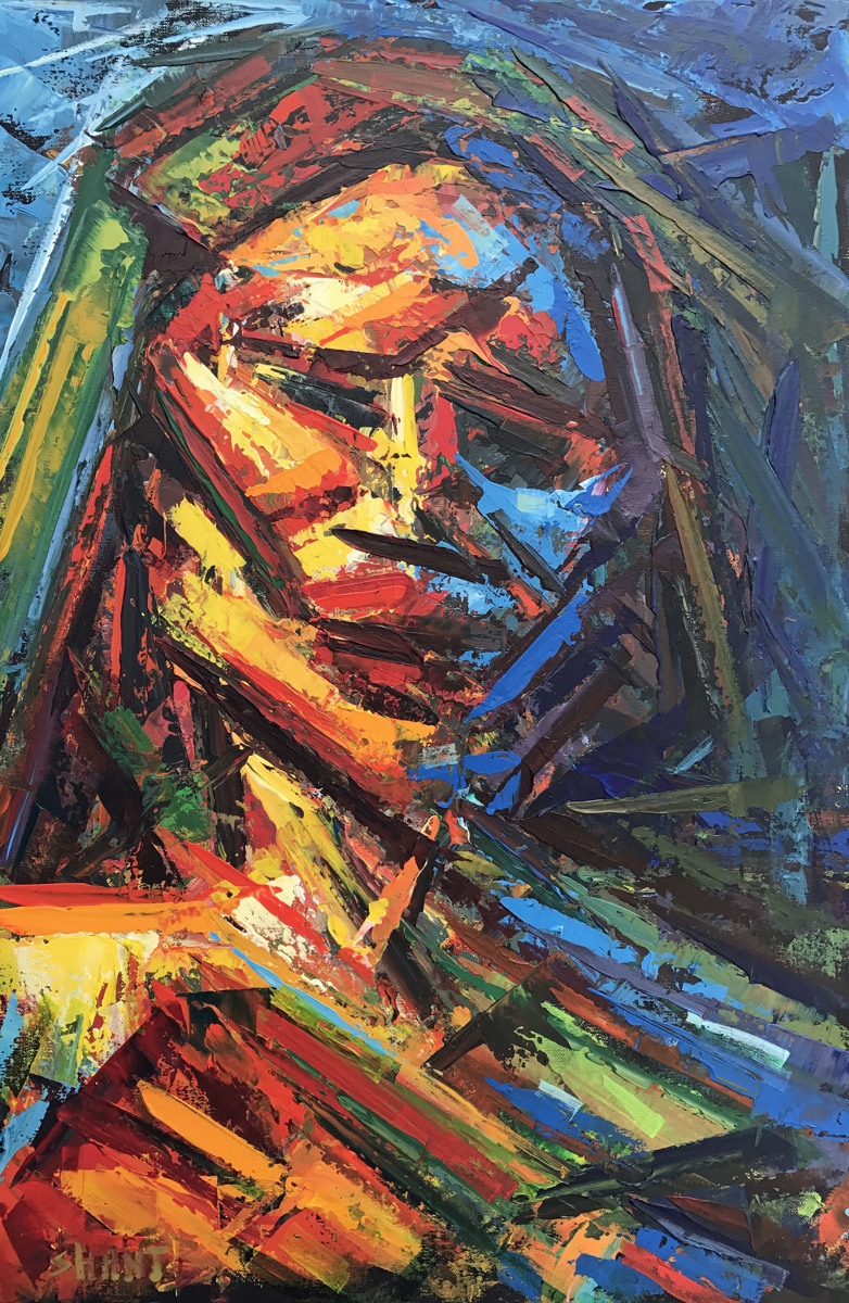 Abstract Acrylic Paintings Portrait of a Female Figure by Shant Beudjekian