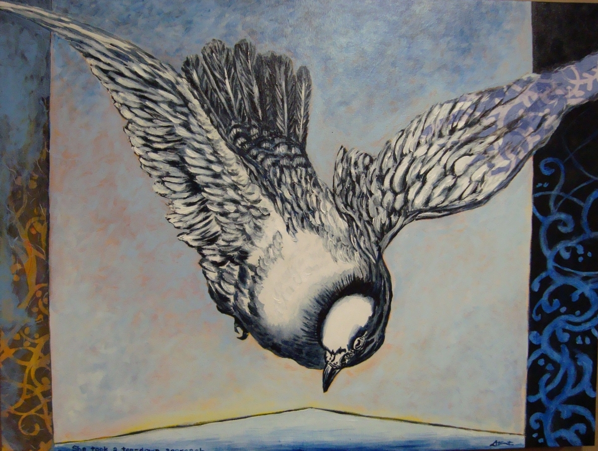 Painting "She took a top down approach." (Original art by Black Earth