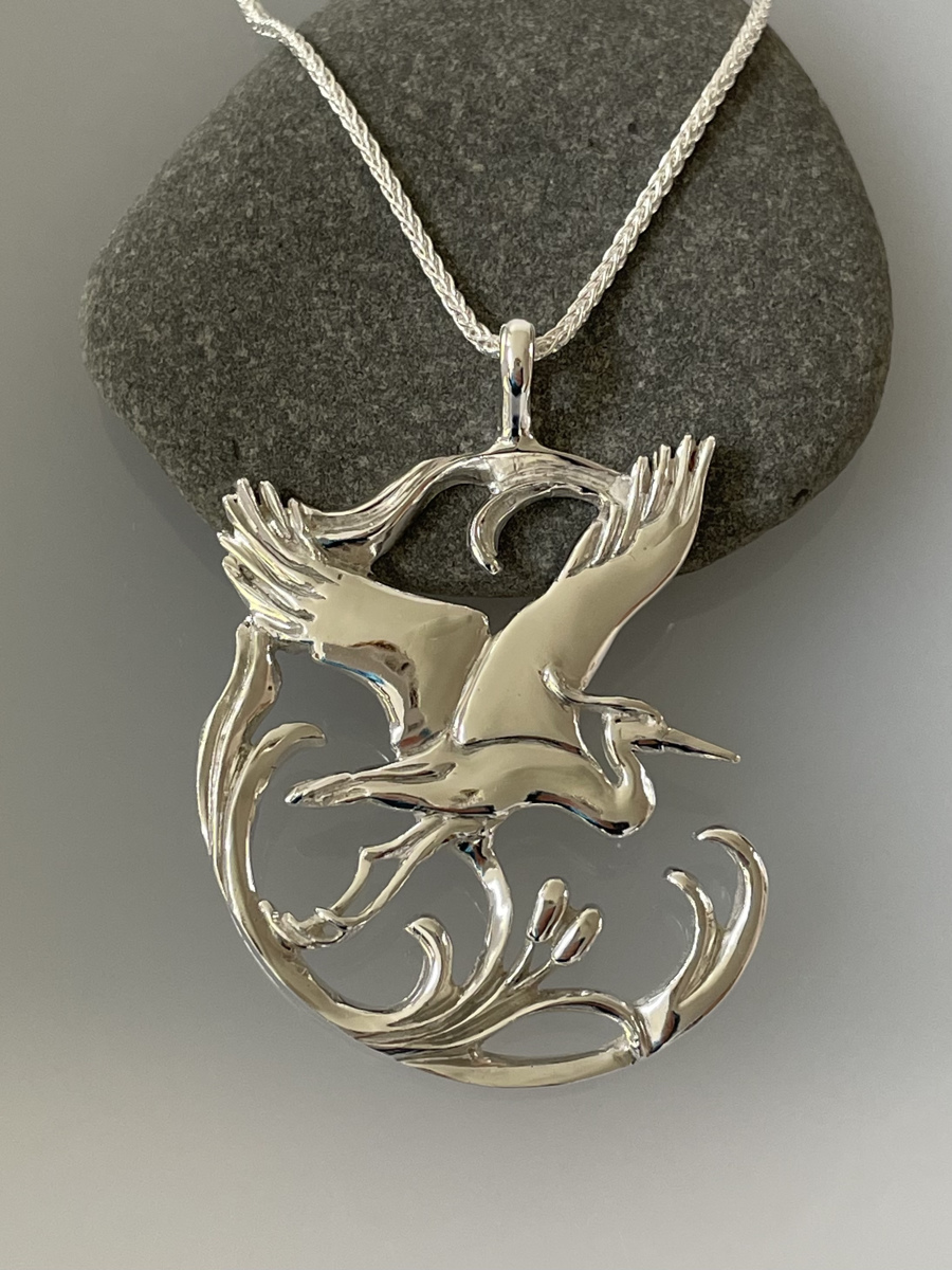 Jewelry "Blue Heron Necklace" (Original art by Terri Reinke / TTR