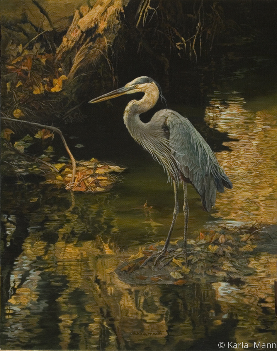 Painting "Great Blue Heron" (Original art by Karla Mann)