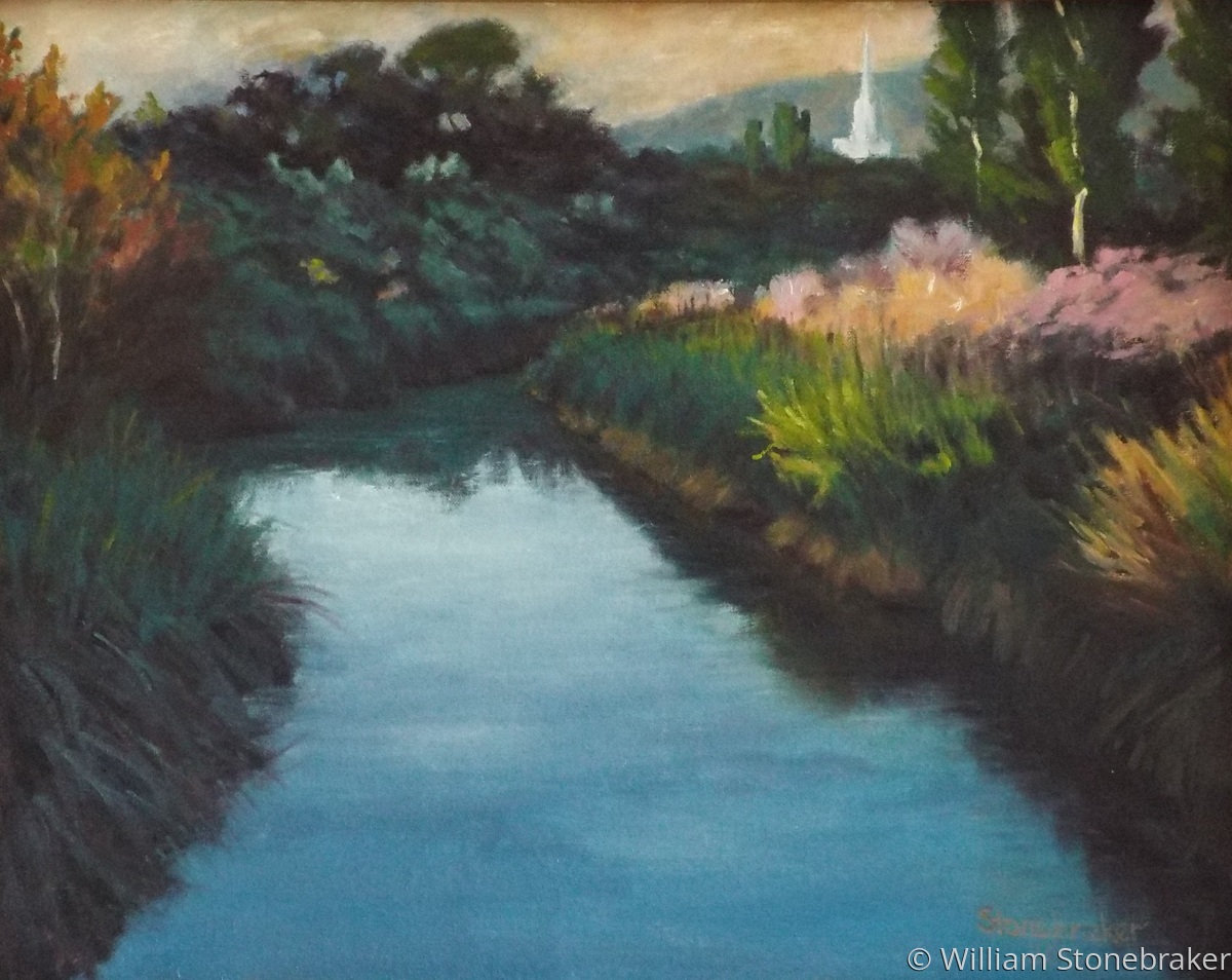 Paintings Jordan River with LDS Temple by William B. Stonebraker