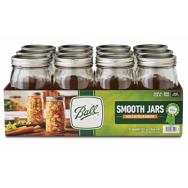 Ball 12Pack SmoothSided Wide Mouth Quart 32 oz Mason Jars 1440067500 Blain's Farm & Fleet