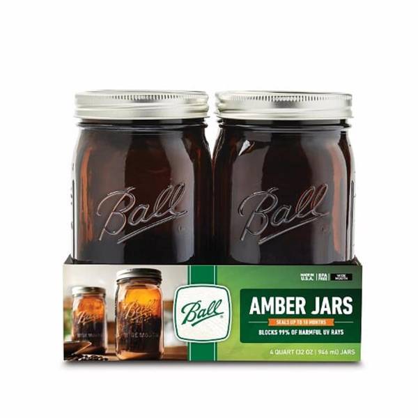 Ball 4Pack Amber Wide Mouth Quart 32 oz Mason Jars 1440069046