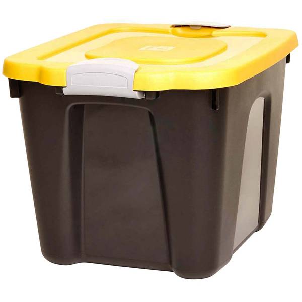 Homz DuraBilt 10 Gallon Black Tote with Yellow Lid 8510BKYL.10
